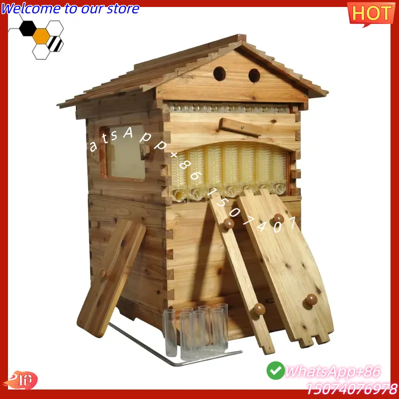 Beehive Frame Wax - 2026年製 中国産ワックスコーティング済み中国モミ自動流蜜式蜂箱＆7枚自動フレーム養蜂器具